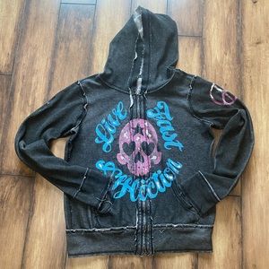 Affliction zip hoodie reversible!  So cute!  Basically 2 shirts in one!